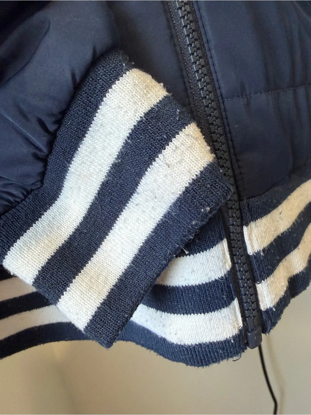 Children’s Place, Navy Bomber Jacket with Stripe Trim, size 10/12 Large